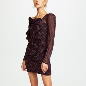 Self-Portrait Ruffled-Trimmed Embroidered Dress with floral embroidery